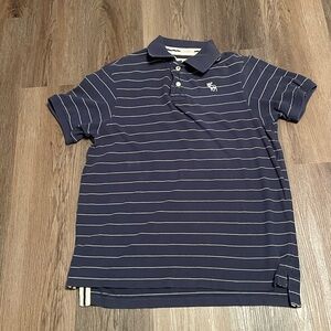 Abercrombie & Fitch Vintage Navy Blue Polo Shirt, Y2k muscle polo, large